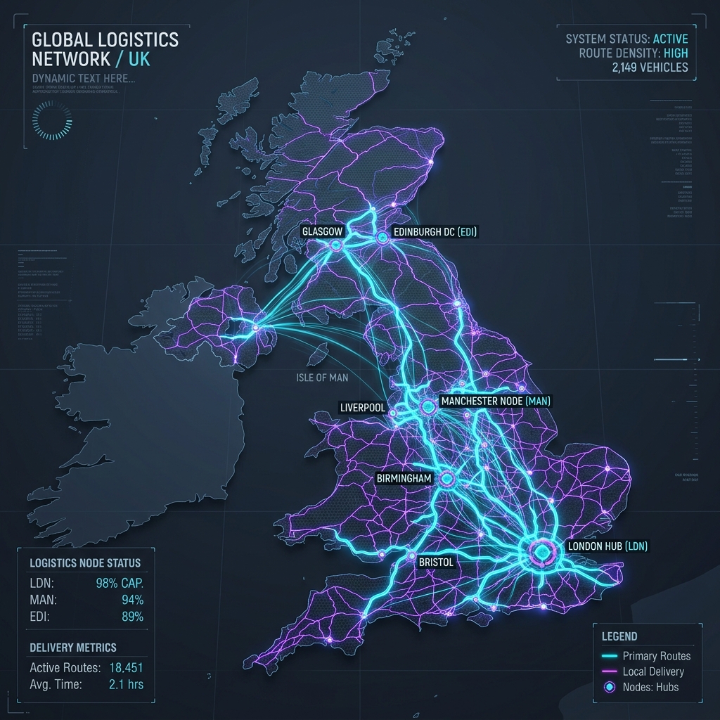 Logistics Map Showing Live Shipment Tracking Density